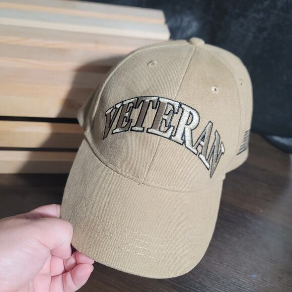Veteran Letters Khaki Beige Cotton Adjustable Embroidered Cap Hat CP00806 - Picture 2 of 6